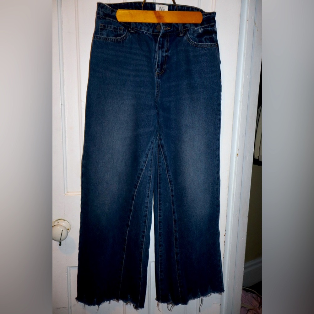 Wash lab, high waisted, 70s style wide leg, denim. Size 28